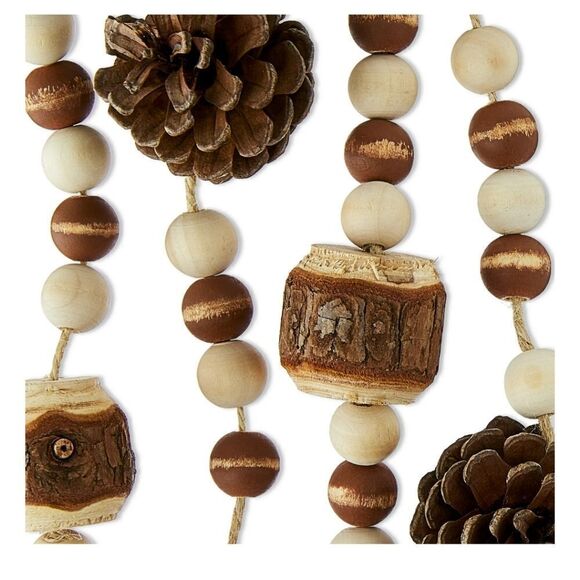 Transitional Traditional Natural Brown Pinecone Christmas Garland Bundle of 2 - Picture 3 of 7